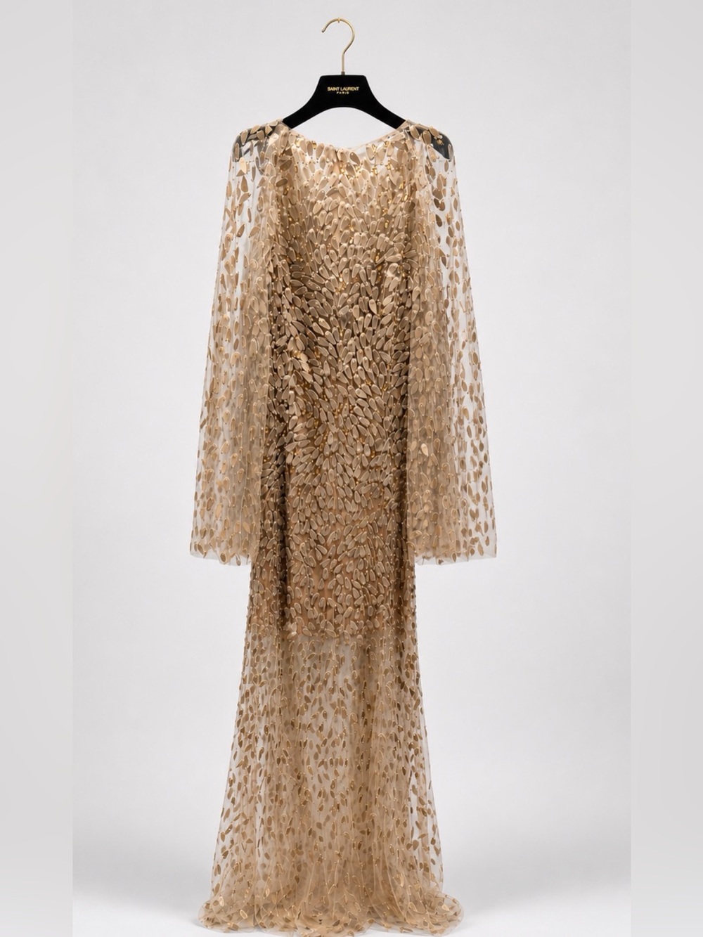 Jenny Packham sequined tulle caped gown